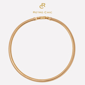 迪丽热巴同款 Retro Chic意大利复古首饰 角斗士素金软项圈