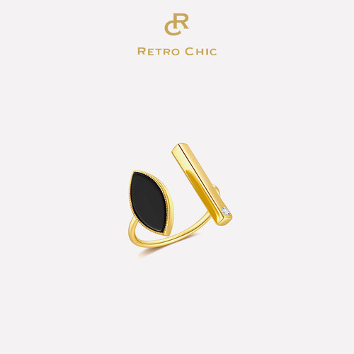 RetroChic黑眼睛开口戒