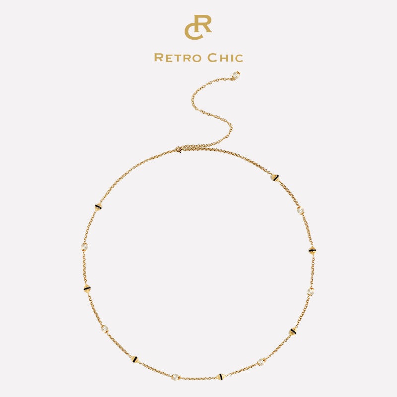 【女神礼物】RC Retro Chic意大利复古时尚罗马棕色白色盾牌长链