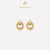 宋佳同款 Retro Chic意大利复古首饰 罗马双圈耳环金银色
