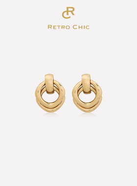 【宋佳同款】RC Retro Chic意大利复古首饰 罗马双圈耳环金银色