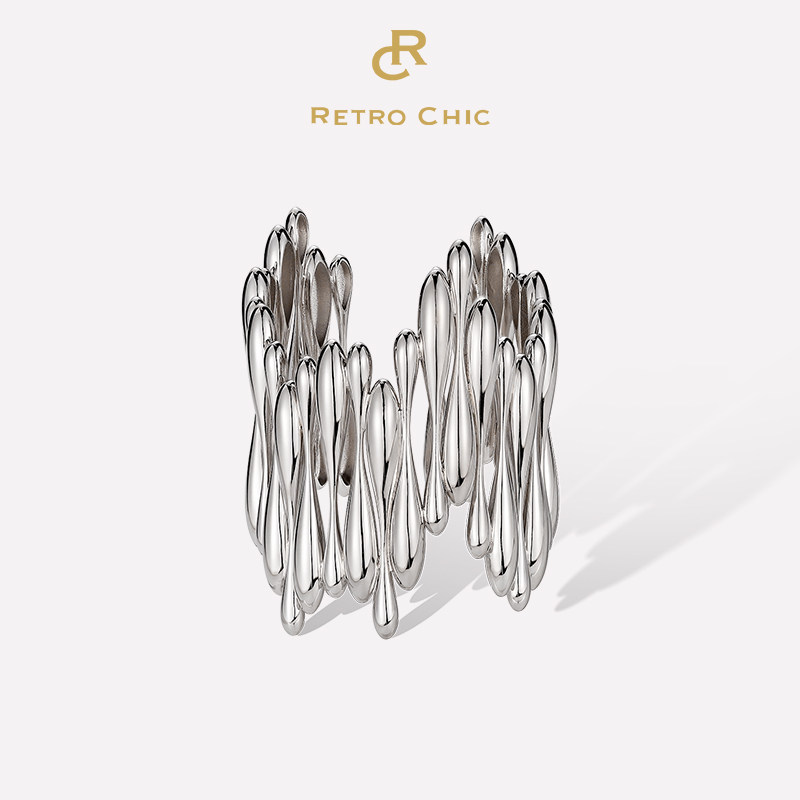 【蒋欣同款】RC Retro Chic意大利复古时尚首饰 银色水滴手镯小众