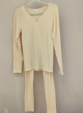 都市丽人LWT3A4新款中厚女士V领蕾丝花边保暖套装秋衣裤修身打底