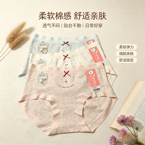 都市丽人中腰透气亲肤棉三角裤