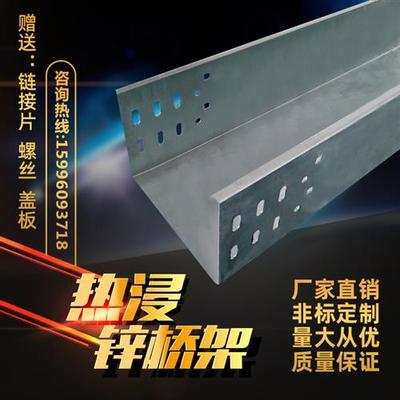热浸锌室外热镀锌槽式电缆喷塑桥架防腐蚀线槽防雨盖板梯式100*50