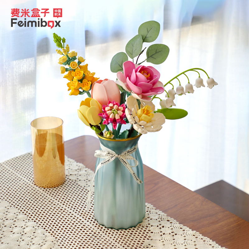 费米积木花束永生花拼装积木