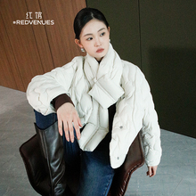 红馆|设计师款90白鸭绒羽绒服女25冬新款白色羽绒外套短款静奢风