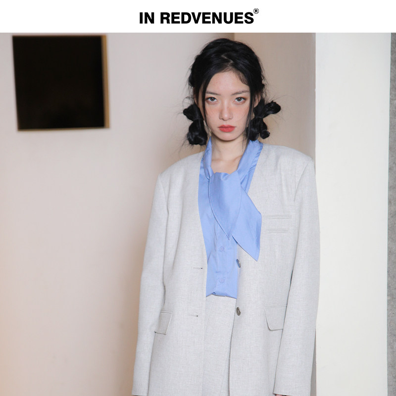 红馆inredvenues飘带设计阔版衬衫女上衣24春季新款女装as276007