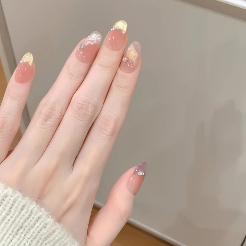 【星河碎梦】纯手工穿戴甲猫眼美甲人鱼姬极光裸纯欲显白温柔甲片