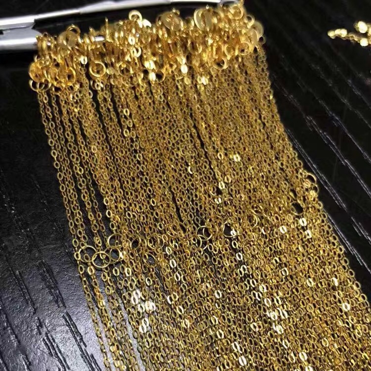 18k金项链女au750彩金肖邦链吊坠