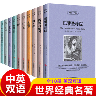 儿童绘本世界十大名著全套中英文10册正版包邮简爱傲慢与偏见飘巴黎圣母院悲惨世界呼啸山庄茶花女复活红与黑双语图书英幼儿园绘本