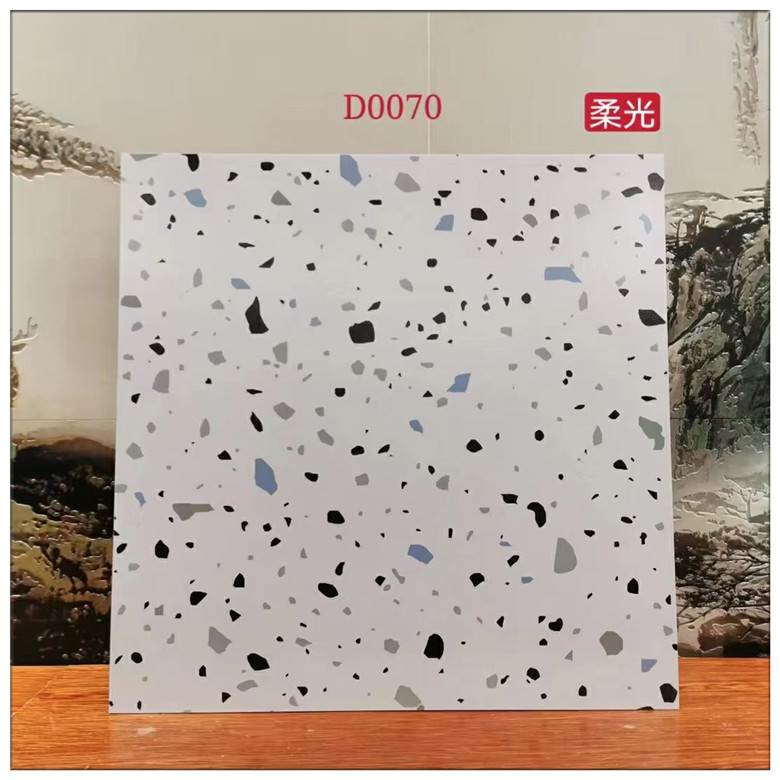 灰色通体水磨石地砖600x600客厅仿古砖800x800餐厅颗粒瓷砖复古墙