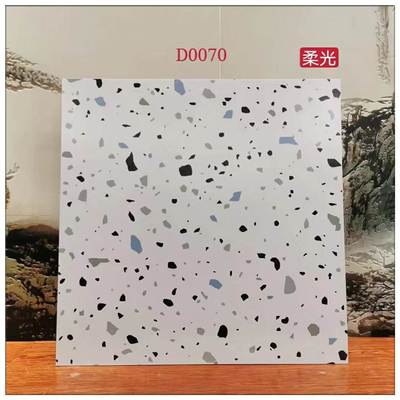 灰色通体水磨石地砖600x600客厅仿古砖800x800餐厅颗粒瓷砖复古墙