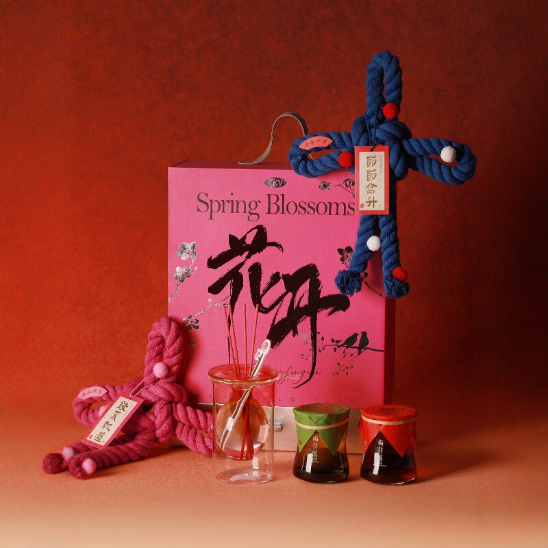 KKV花开富贵新年礼盒无火香薰拜年回礼小酒套装高级伴手礼物