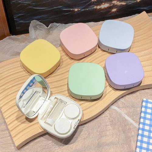 马卡龙色系隐形眼镜盒ins风高颜值便携简约美瞳伴侣盒收纳护理盒
