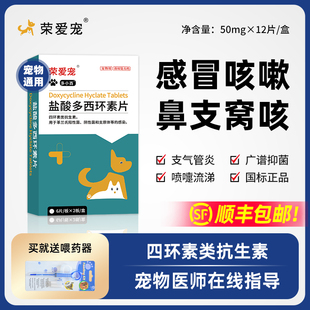 宠物盐酸多西环素片猫鼻支感冒药狗猫咪支气管炎咳嗽打喷嚏流鼻涕