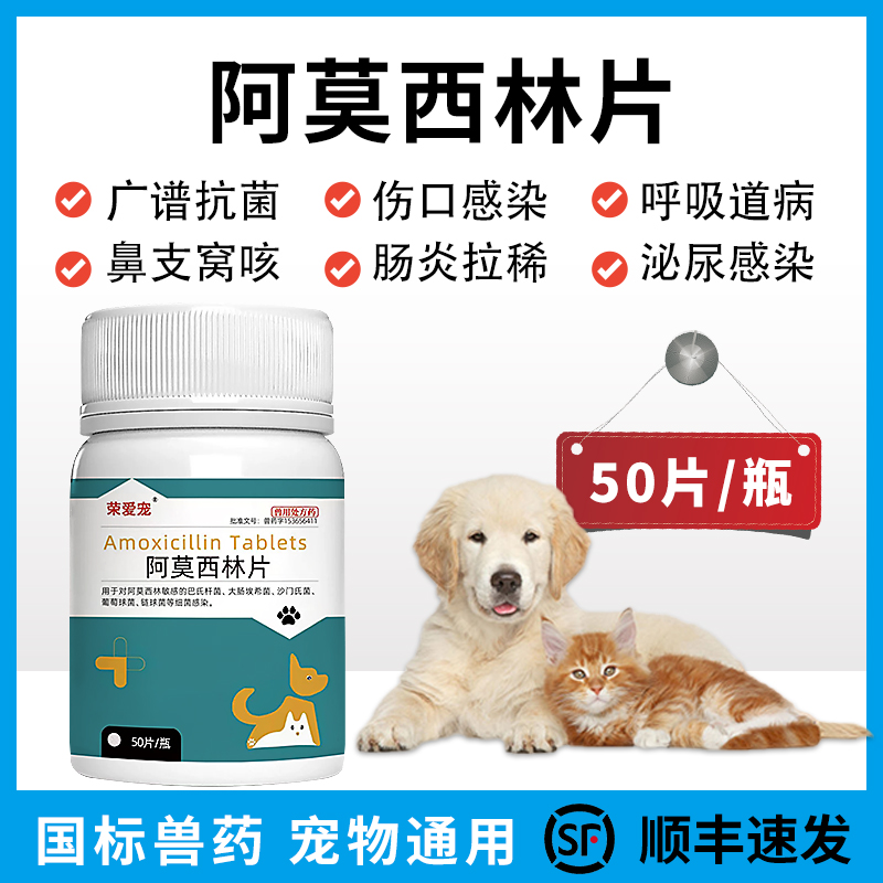阿莫西林片宠物动物感冒消炎顺丰