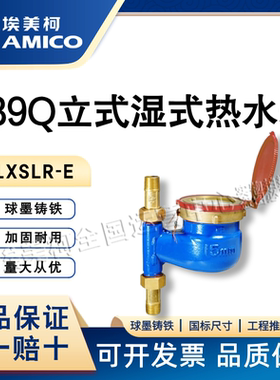 正品埃美柯089Q立式热水表字自来水表家用4分6分接头DN15下进水