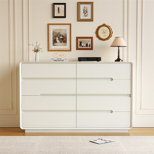 精选法式奶油风实木八斗柜客厅靠墙储物收纳五斗柜卧室床尾置物抽