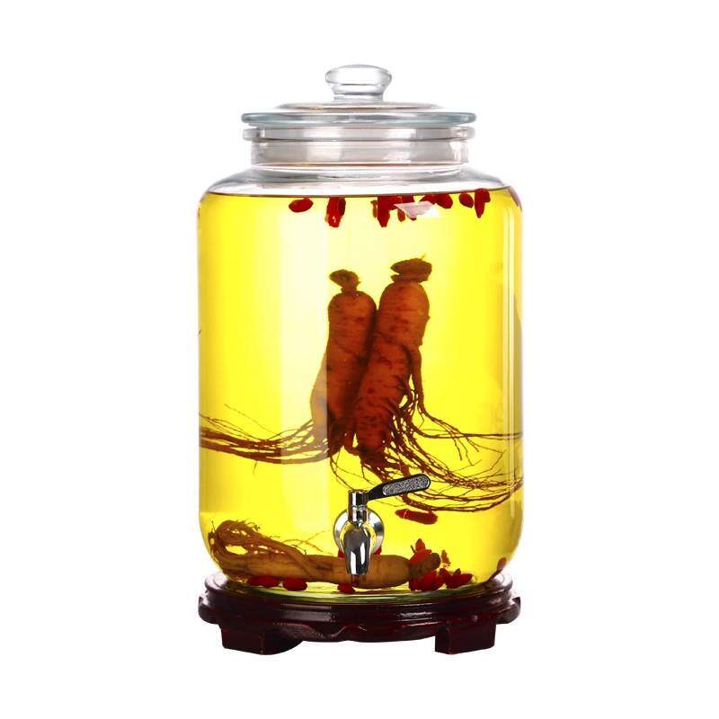 无铅加厚泡酒坛子玻璃泡酒瓶家用广口人参酿酒瓶酵素果汁罐带龙头