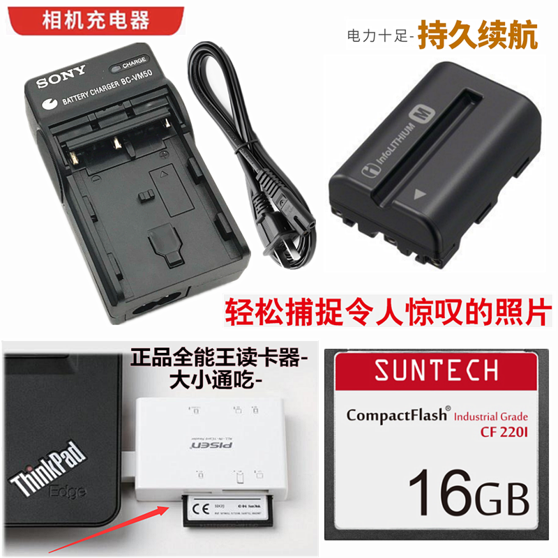 适用 索尼DSLR-A200 A300 a100 A350照相机电池 充电器 16G内存卡