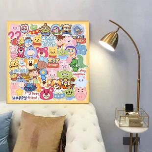 卡通大家族钻石画2023新款手工简单儿童5d贴钻十字绣客厅卧室满钻