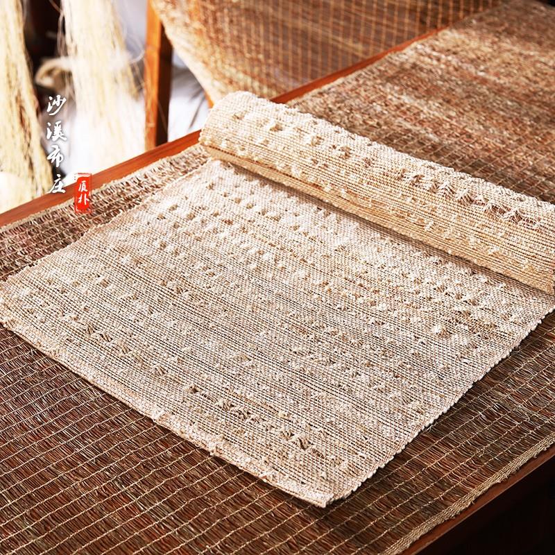 手工麻布桌旗 厚款波浪纹茶桌布禅意空间装饰茶席会展装饰桌布