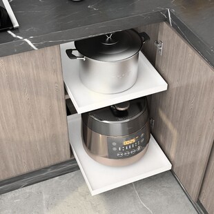 精选自制白色收纳托盘滑轨抽屉定制矮款柜内置物层架长方形分层储