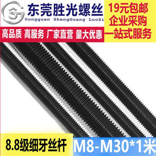 高强度8.8级细牙丝杆牙条幼牙螺杆通丝M8M10M12M14M16M18M20-M30