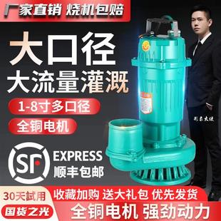 潜水泵220V吸水泵4寸抽水机农用高扬程家用3寸大流量抽水泵灌溉泵