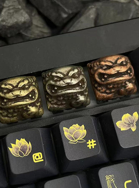 纯铜招财貔貅瑞兽个性立体键帽机械键盘十字轴通用金属高颜值按键