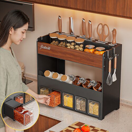 调料品置物架中古风刀具一体架