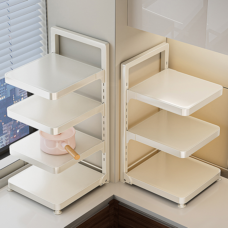 厨房置物架台面锅具收纳架橱柜家用多功能分层锅架下水槽放锅架子