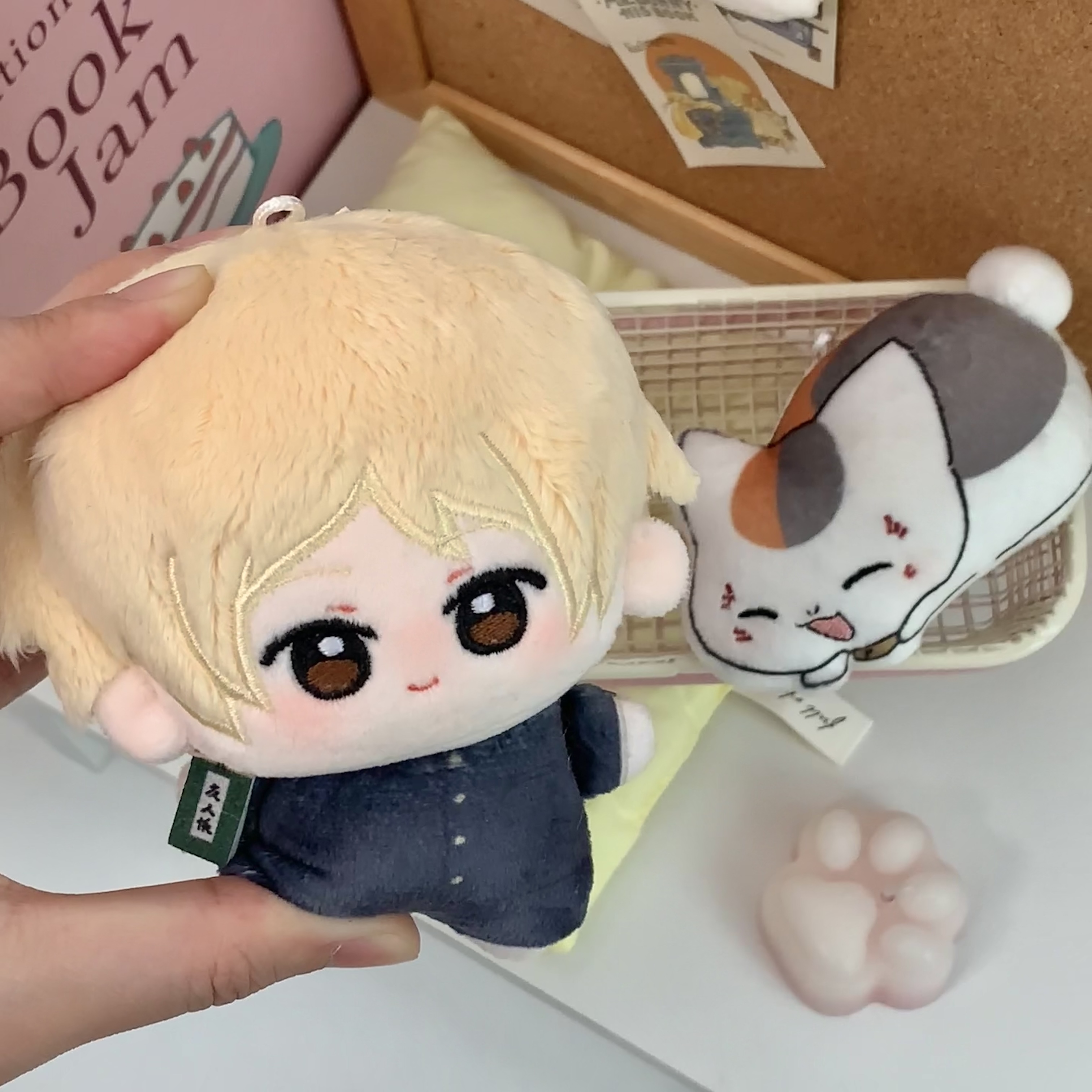 谷物研究社 夏目友人帐同人棉花娃娃10cm努努体猫咪老师包邮