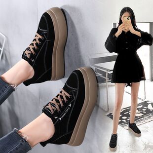 看不出来的增高鞋女头层牛皮内增高女鞋2025春新款厚底轻便休