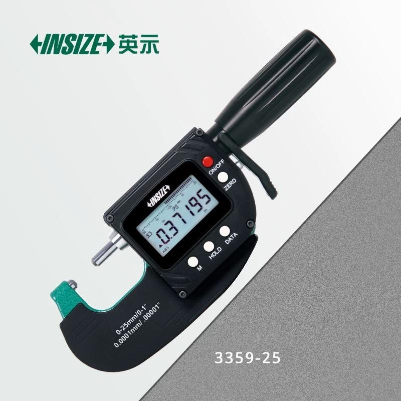英示INSIZE数显万分尺3359-25高精度杠杆千分尺测厚仪0-25电子尺