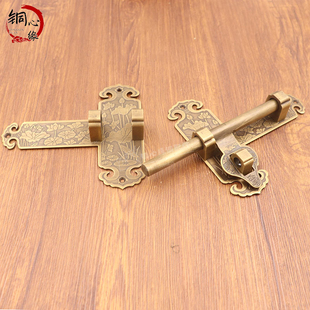 仿古纯铜老式木门铜插销中式门锁农家院大门门锁扣庭院花园门门栓