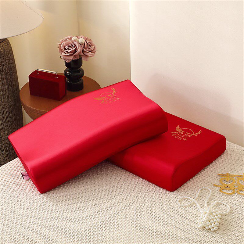 乳胶枕婚庆大红色枕头女方陪嫁一对装新婚喜庆婚房枕芯送礼结婚