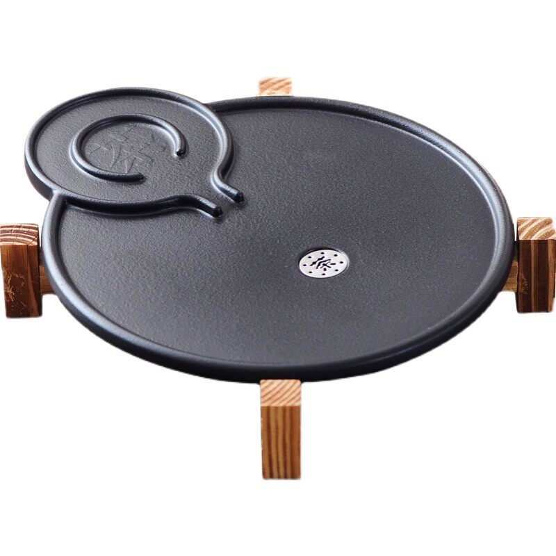 圆形茶盘小型新款家用密胺茶托盘变色茶台带排水自动功夫茶具套装