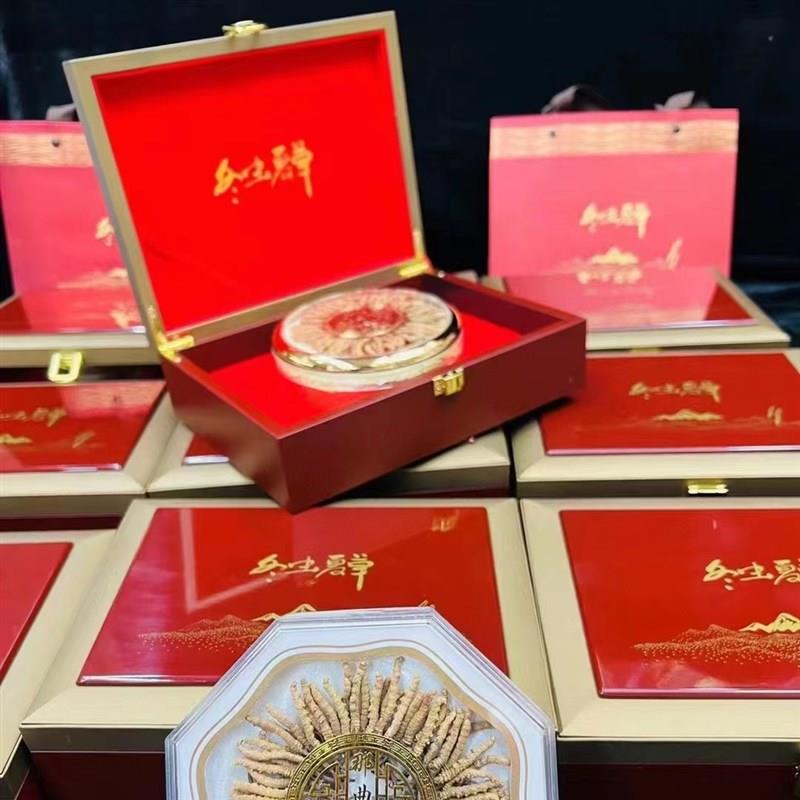 高档虫草礼盒冬草夏草包装盒木盒那曲虫草礼品盒空内W盒礼袋子定