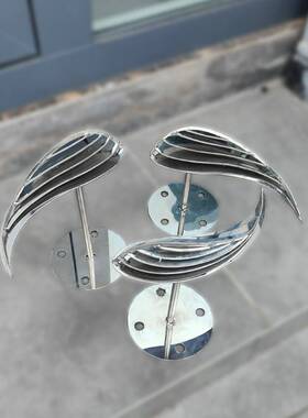 户外不锈钢镜面荷花鱼雕塑定制金属抽象小鱼动物摆件庭院水池景观