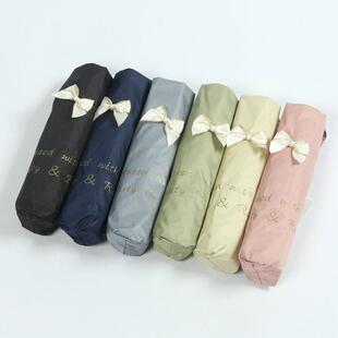 太阳城三折推拉式开关方便开收纯色便携超轻伞黑胶防紫外线遮阳伞