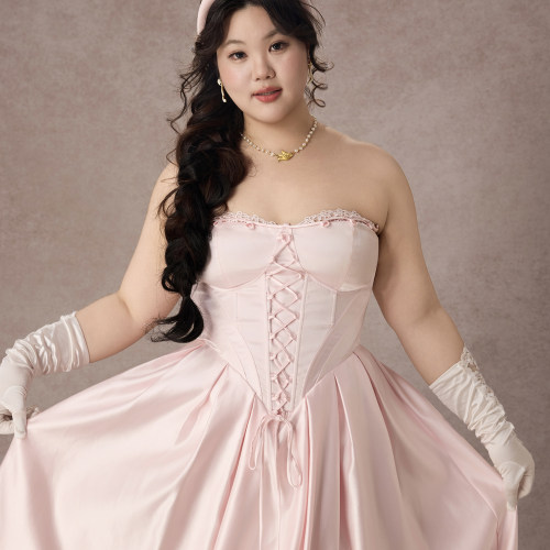 LaceMade大码女装 沉睡奥罗拉 法式公主系列设计缎面鱼骨生日裙女