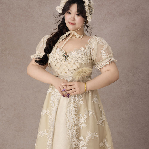 LaceMade大码女装 星罗泣 法式宫廷帝政风一字肩重工轻礼服连衣裙