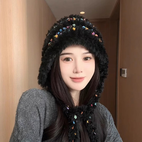 畔若月毛绒户外可爱男女秋冬无檐