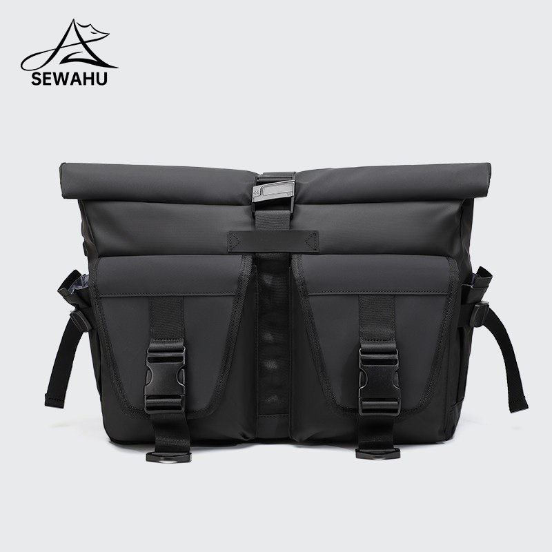 男款机能斜挎包男士休闲运动防水扩容单肩包大容量骑行电脑邮差包