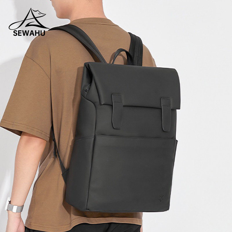 皮质通勤大容量背包商务休闲男士电脑男包双肩包百搭大学生书包女