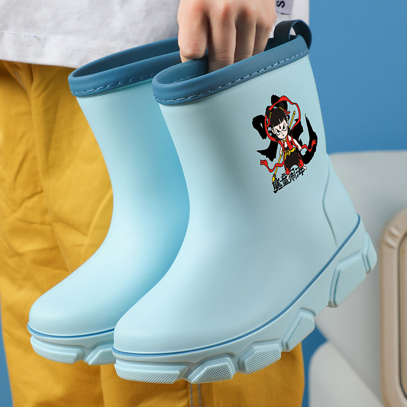 儿童雨鞋夏男孩哪吒雨靴男童防滑2025新款中童学生高筒卡通防水鞋