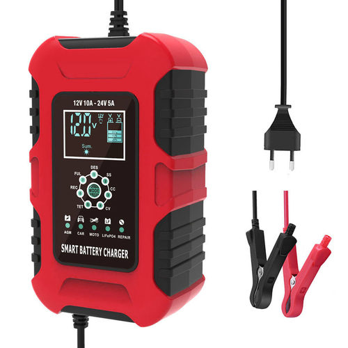 10A 7段式12V24V摩托车电瓶充电机汽车电瓶智能充电器 跑马灯指示
