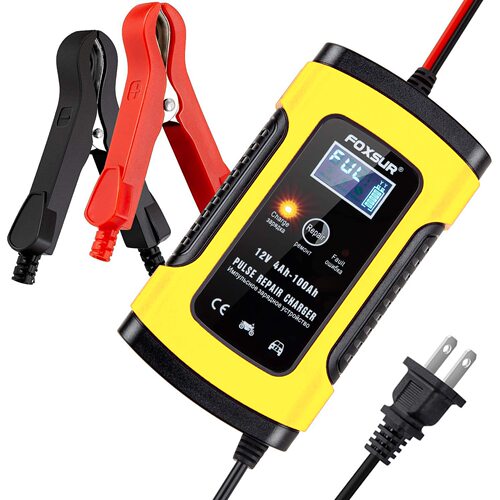 12V 5A 摩托车SUV汽车电瓶充电器 脉冲修复带液晶充电器 英规欧规